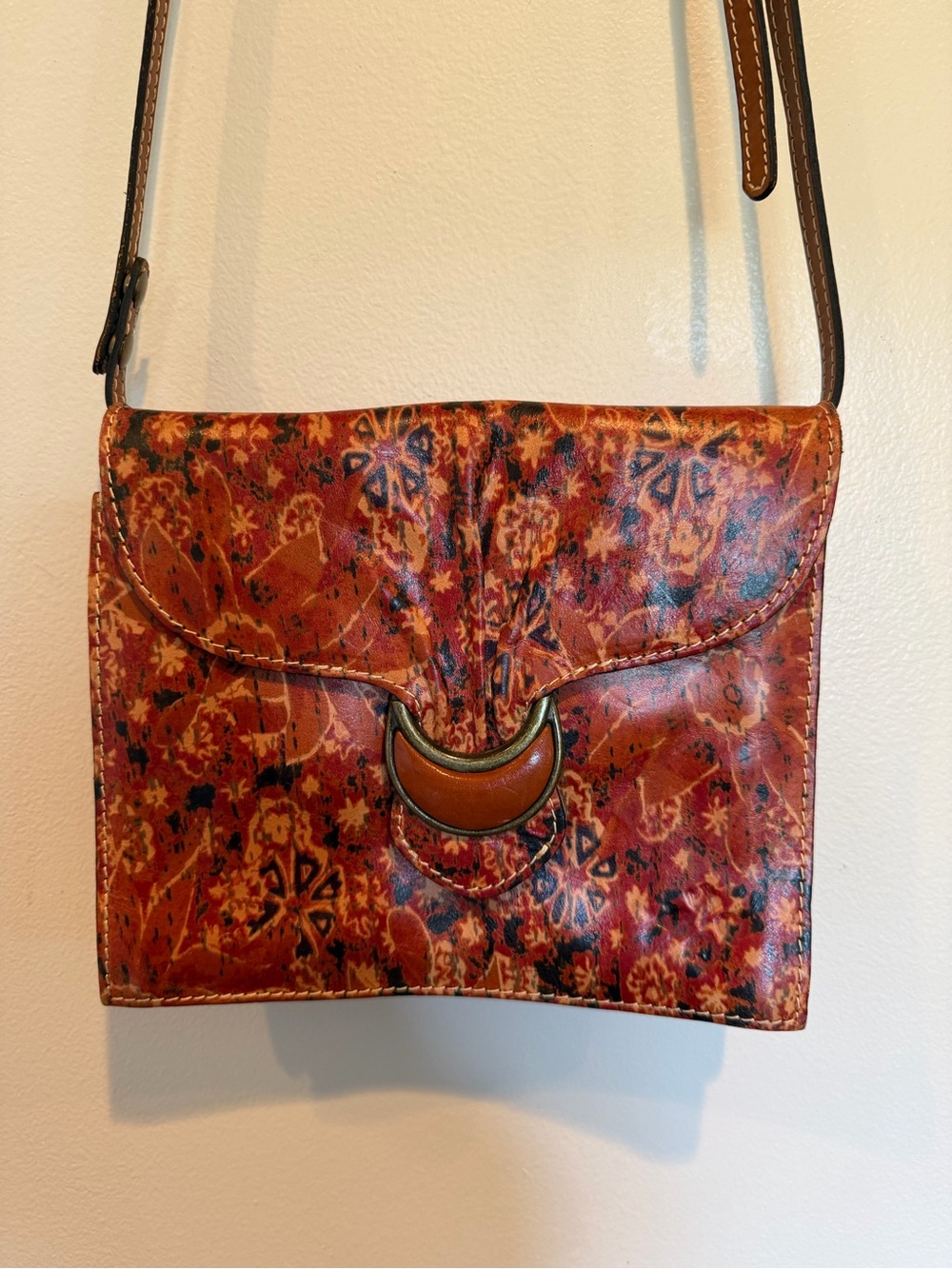 Patricia Nash 70s Revival Genuine Leather Cross-body bag multicolor floral